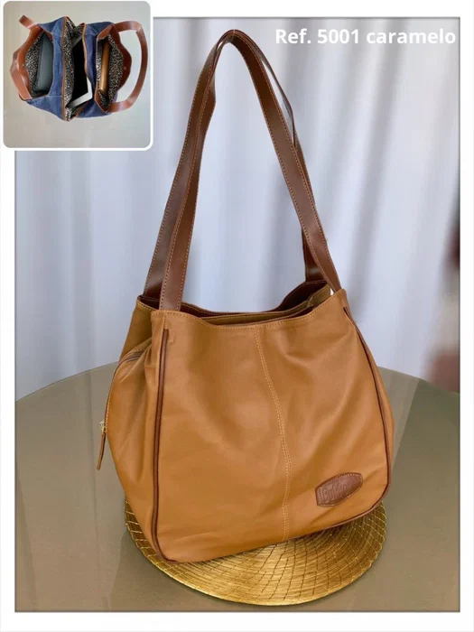 Caramelo Bolsa Ana Grande 3 compartimentos caramelo