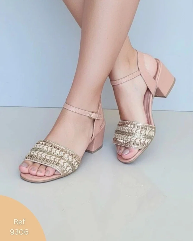 Rob nude salto prime 7 cm tira larga strass