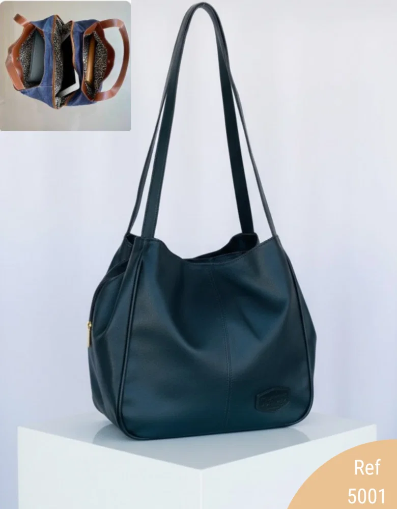 Preto Bolsa Ana Grande 3 compartimentos preta