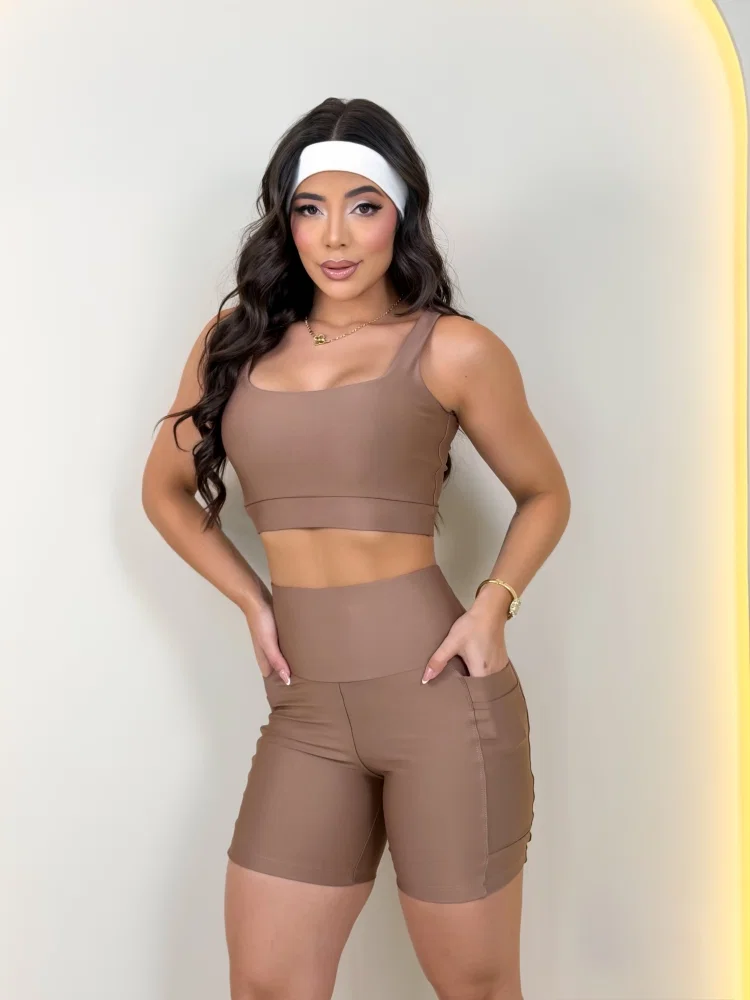 CONJUNTO DE SHORT DUPLO M e G - Kauanny Braz Moda Fitness