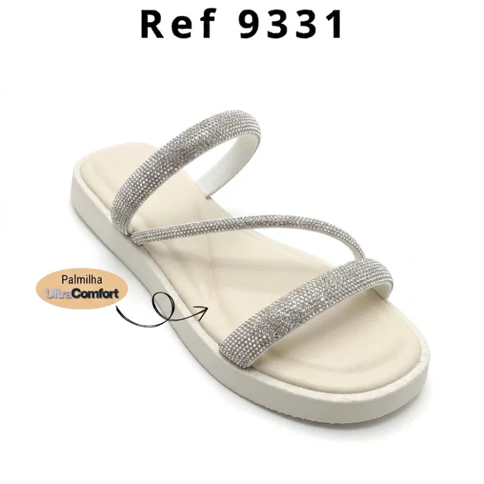 bege flatform Comfort tira larga strass