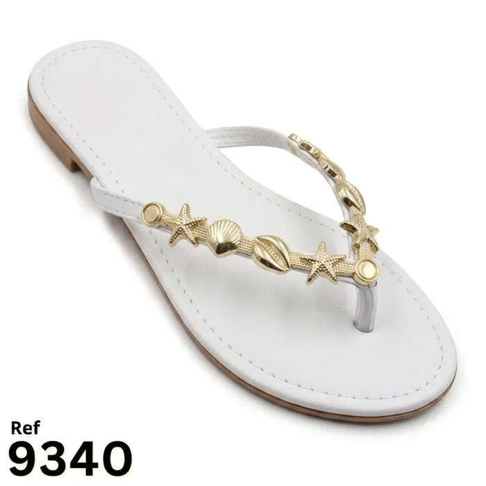 Branco Rasteira toe hav enfeite