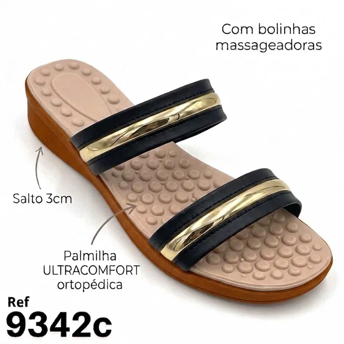 c preto Papete Flatform Ortopédica Comfort