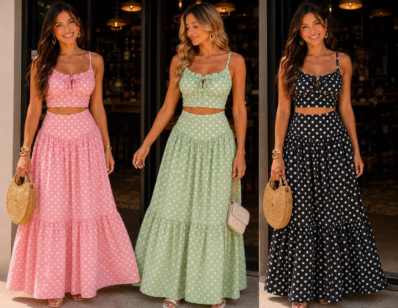 CONJUNTO DUDA POÁ ROSA VERDE PRETO