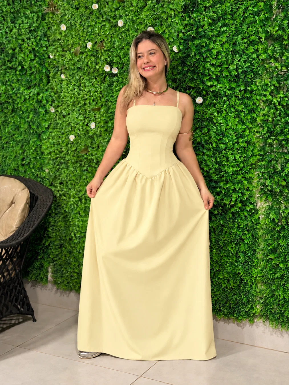 VESTIDO VALENTINA AMARELO MANTEIGA